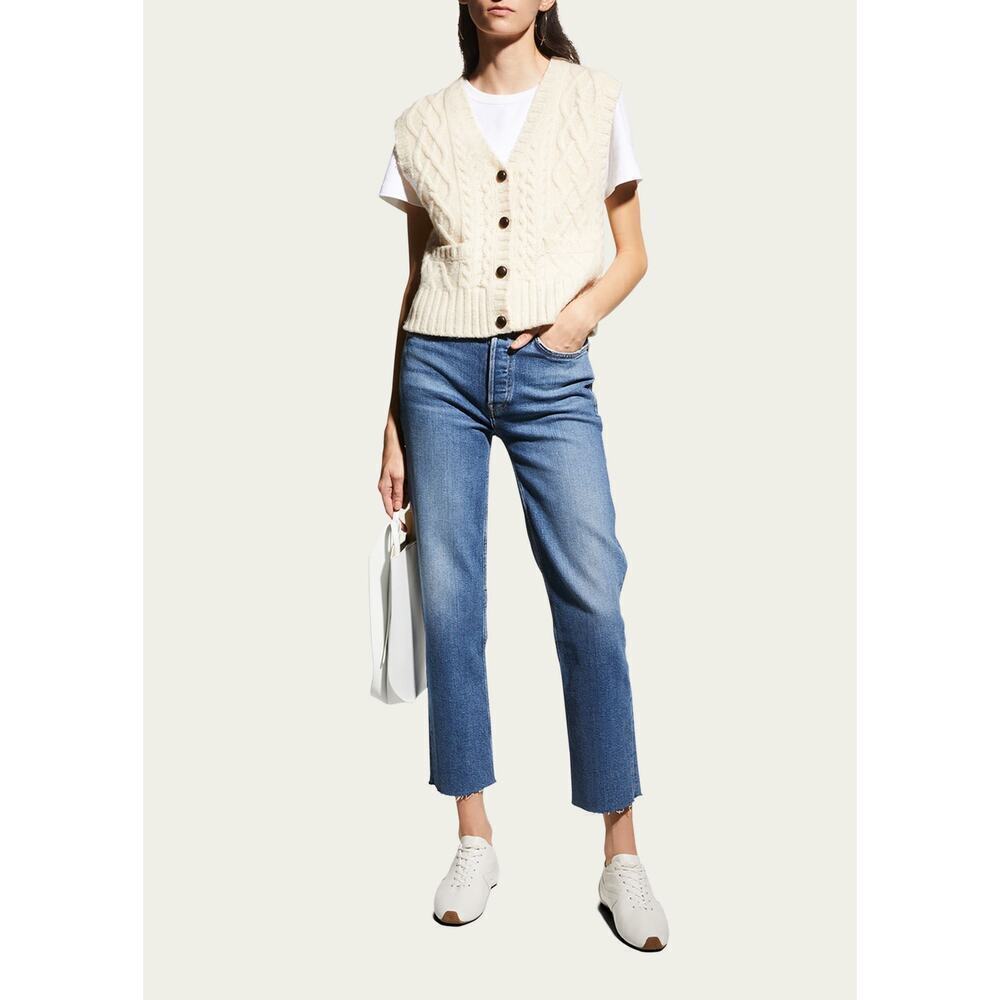 RE/DONE High-Rise Stovepipe Jeans with Raw-Edge Hem Sz 28